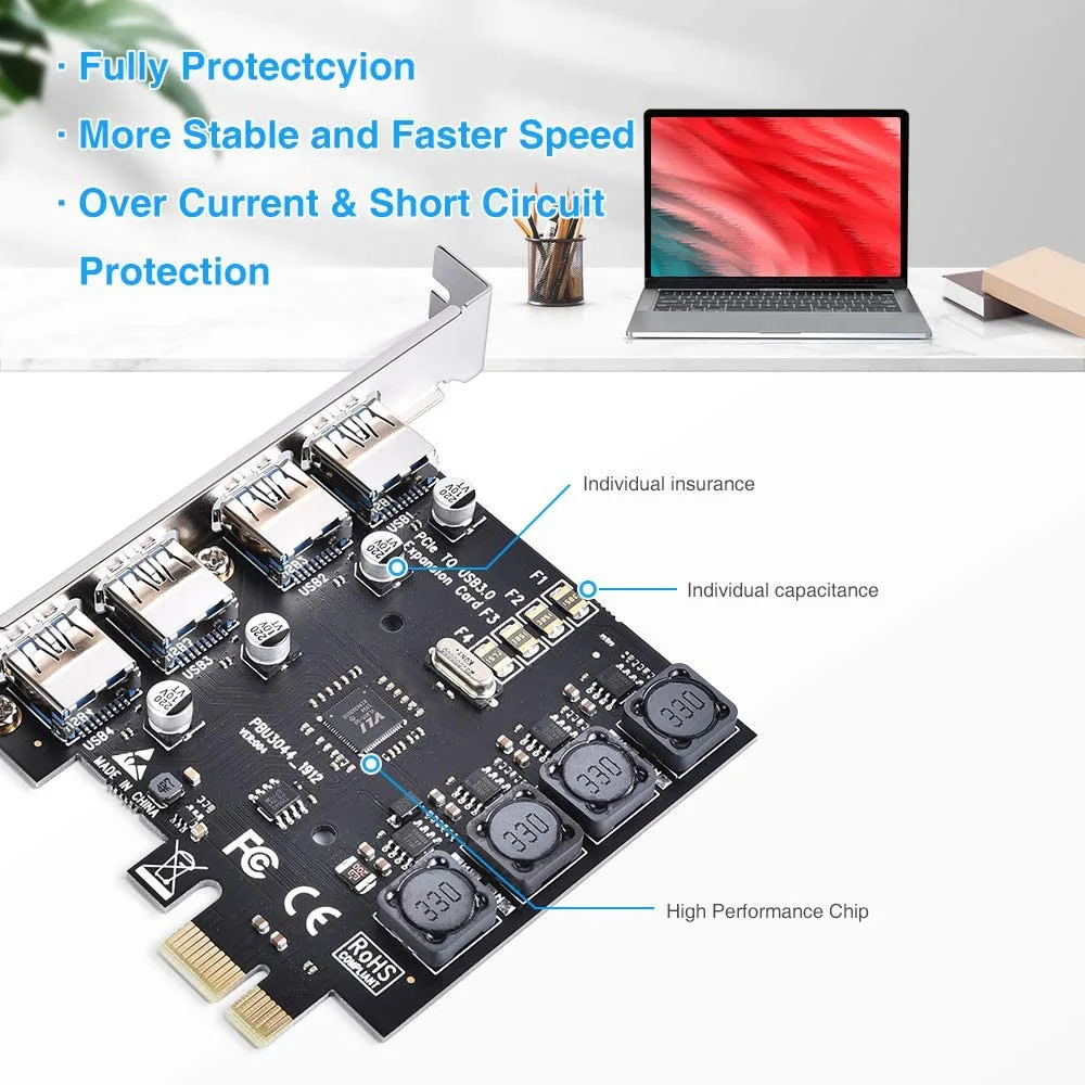 velocidade 5gbps pcie usb3 hub controlador adaptador auto alimentado