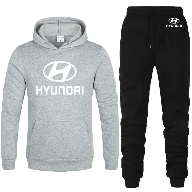 Толстовки для мужчин hyundai Motor Car, с логотипом, унисекс, Мужская толстовка худи в стиле хип-хоп, harajuku, повседневные флисовые толстовки, штаны, костюм из 2 предметов - Цвет: 811