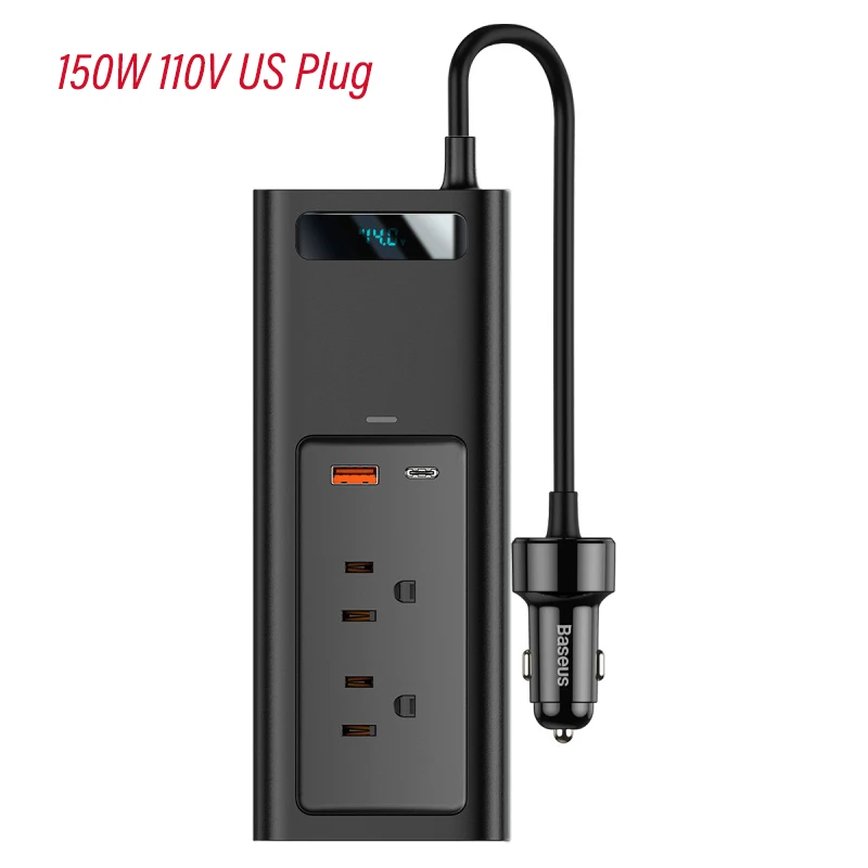 Baseus Car Inverter 150W DC 12V to AC 220V Auto Converter USB Type C Fast Charging Car Charger for IPhone 12 Laptop Car Adapter samsung car charger 25w Car Chargers