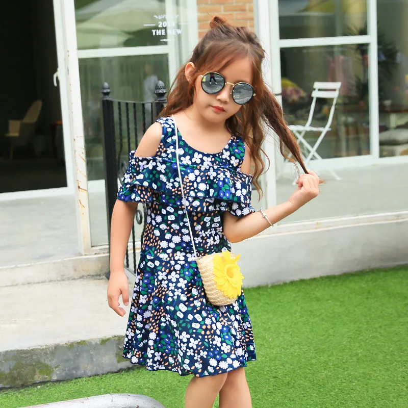 

2018 New Style Big Boy CHILDREN'S Swimwear GIRL'S Young STUDENT'S 7-14-Year-Old One-piece Boxer Skirt Floral-Print Swimwear