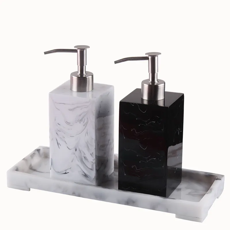 

Marble Liquid Soap Dispenser Bathroom Shampoos Shower Gel Bottle With 304 SUS Press Type Head Perfume Bottles European Style