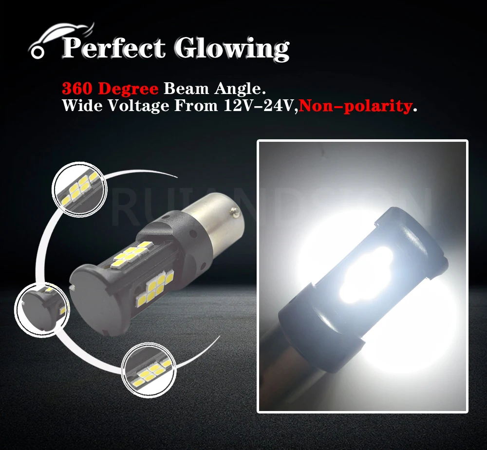 0.54A High Power 3030 18smd led S25 1156 BA15S P21w car turn signal Lights Source parking lamp auto Tail Bulb 12-24V No-polarity