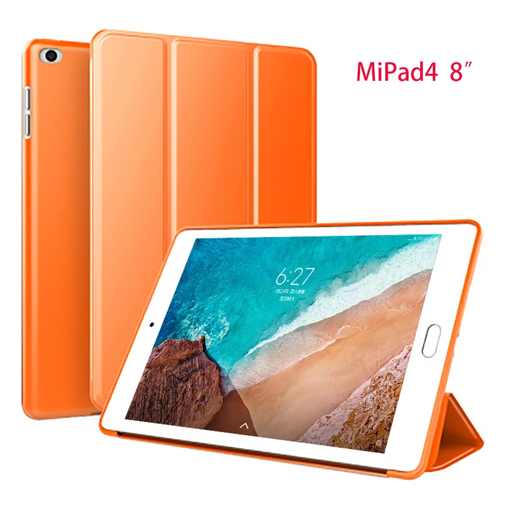 Чехол для Xiaomi mi pad 4/mi Pad 4 8,0 дюймов, силиконовый смарт-чехол для Xiaomi mi Pad 4 Plus 10,1 дюймов, чехол - Цвет: Orange-MiPad4-8