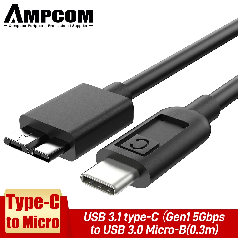 Кабель Type C к Micro B AMPCOM USB 3 1 type-C(Gen1 5 Гбит/с) 0 Micro-B внешнему жесткому диску кабель для
