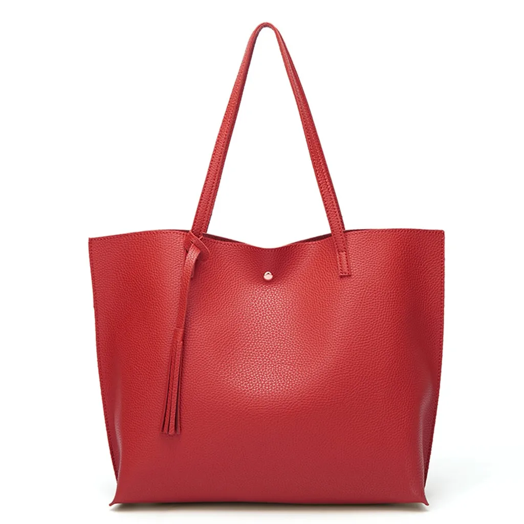 

Women Fashion Fringe Solid Large Capacity Shopping Shoulder Tote Handbag Bags 8.6