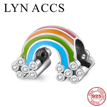 

Fashion 925 Sterling Silver Bead Beautiful rainbow Fine Enamel Beads DIY Jewelry making Fit Original European Charms Bracelet