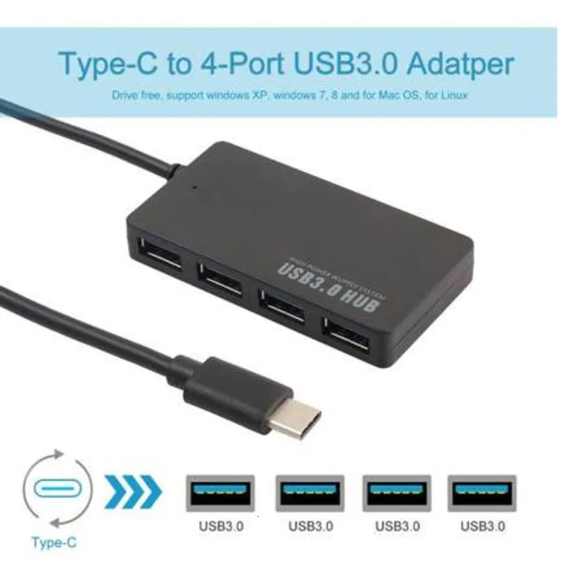 CHYI Тип C 3,1 до 4 Порты и разъёмы Usb концентратор 3,0 мульти Порты Usb3.0 хаб Usb-c сплиттер Micro SIM Card адаптер для ПК для смартфонов на платформе Android
