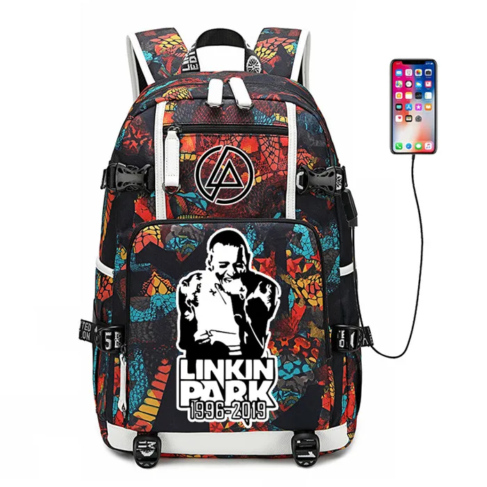 Linkin park linkinpark рюкзак с usb-портом, светящийся usb-порт, рюкзак, сумка со змеиным узором, Студенческая сумка для книг, дорожная сумка для ноутбука - Цвет: Style 14