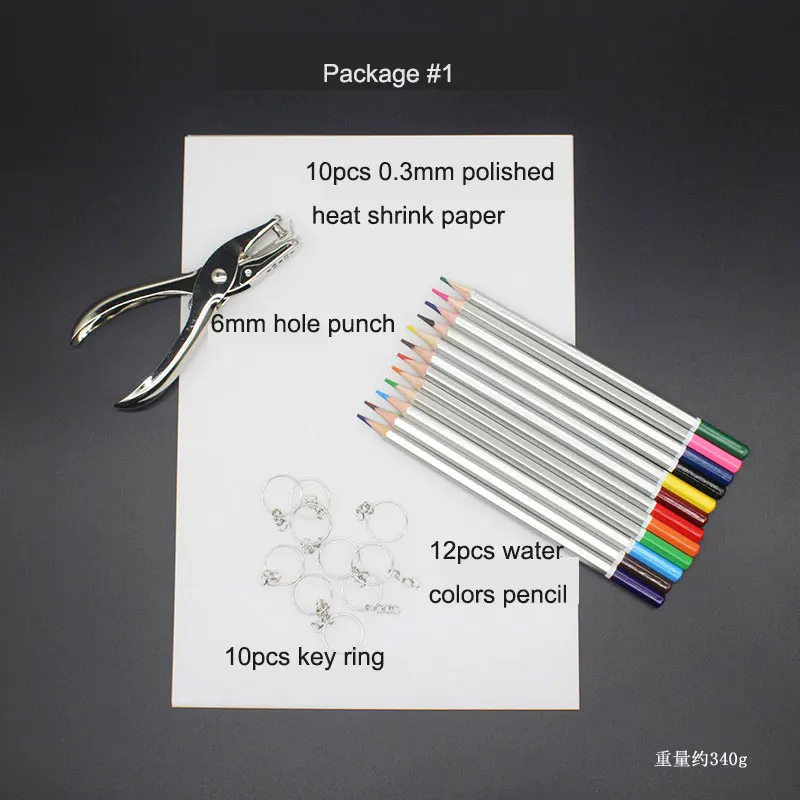 

Heat Shrink Film Paper Manual materials Set For DIY Hand Art Decoration Shrink Dink Sheet Hole Punch