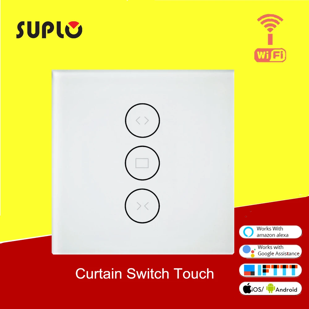 

SUPLO EU Smart WiFi Curtain Switch Touch APP Remote Control Works with Alexa and Google Home or Electrical Roller Blinds