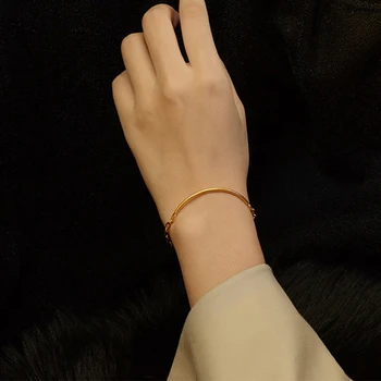 

GHIDBK Hot Sale 2020 Fashion Stainless Steel Curved Chain Bangle Bracelets Unique Design Splicing Street Style Bangles Jewelry