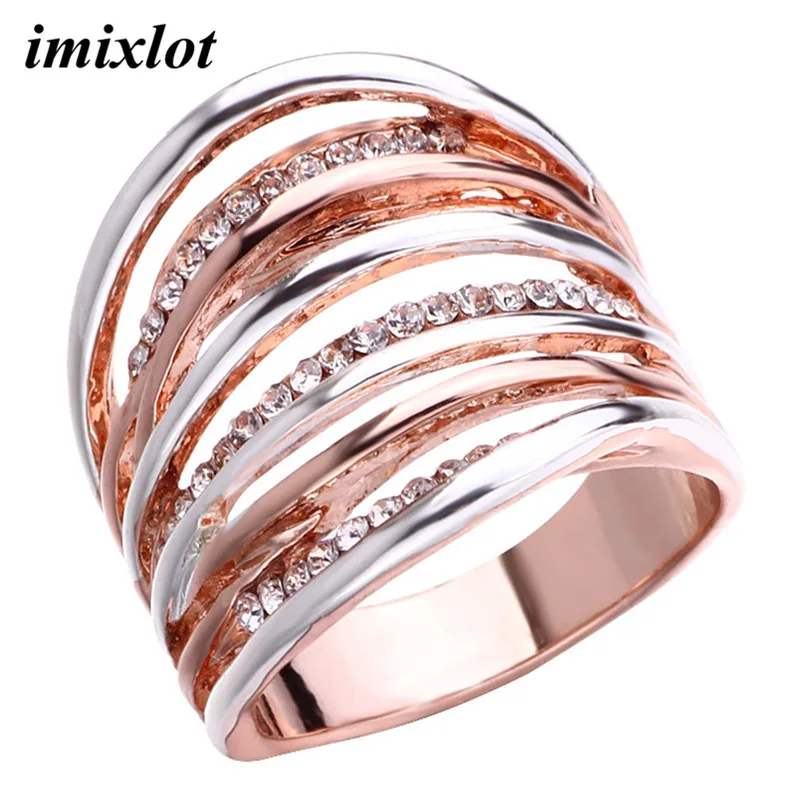 

Cool Jewelry Ring Fine Multi Line Mixed Color Crystal Rings for Women and Men Gift Finger Decoration Size 6/7/8/9/10
