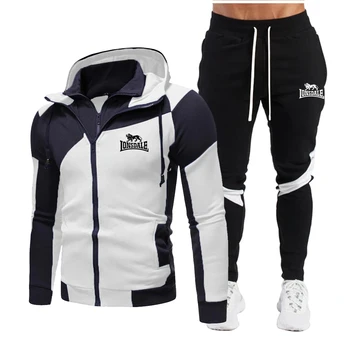 

Autumn and winter new men's suit zipper hoodie + pants two casual men's sportswear gym brand pants suit