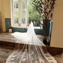 Favordear Свадебные аксессуары Топ конец Шампанское/слоновая кость 4 м Соборная Свадебная аппликация вуали край длинный поезд Фата