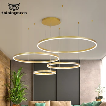 

Modern Luxury Chandelier Lighting Lustre Led Chandelier Round Acrylic Hanging Lamp Living Room Kitchen Golden Ceiling Chandelier
