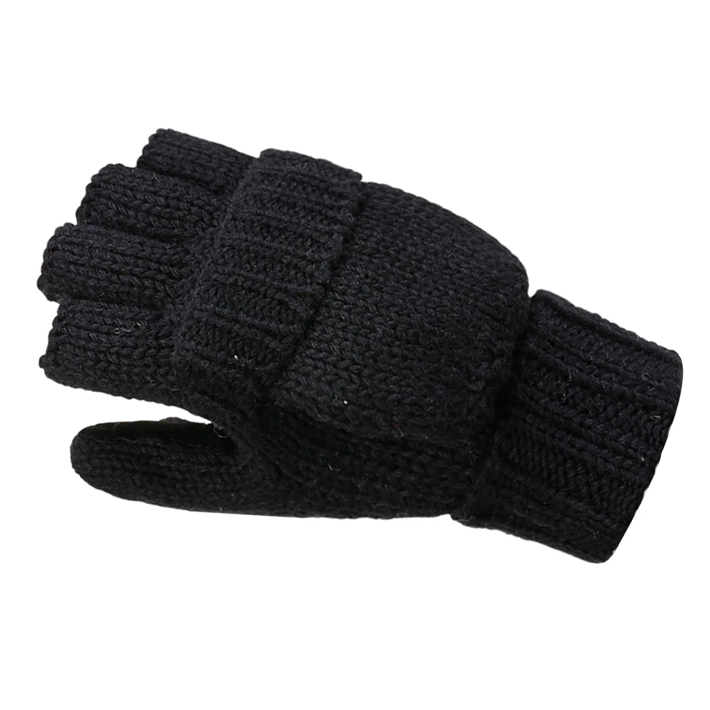 Unisex Winter Fliptop Gloves Fingerless Pop-top Convertible Knit Cycling Warm Keeping Gloves
