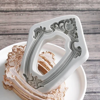 

vintage Picture Frame Mold Fondant Cakes Decorating Tool Silicone Mold Sugarcraft Chocolate Baking Tools For Cakes Gumpaste Form