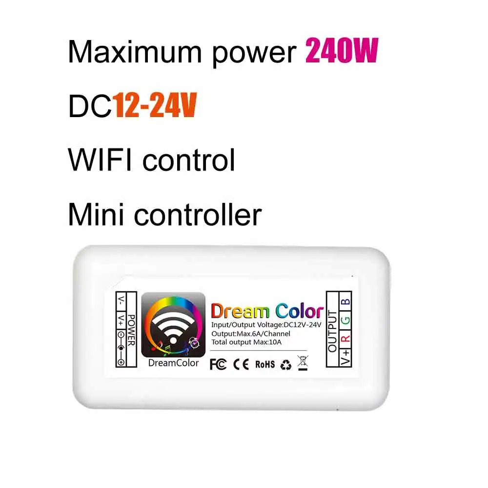 Wifi светодиодный RGB контроллер DC12-24V 10А 3CH/4CH RGB мини светодиодный контроллер от Android и IOS APP для SMD3528 5050 светодиодный светильник - Цвет: wifi-FC-PB-BT01-WH