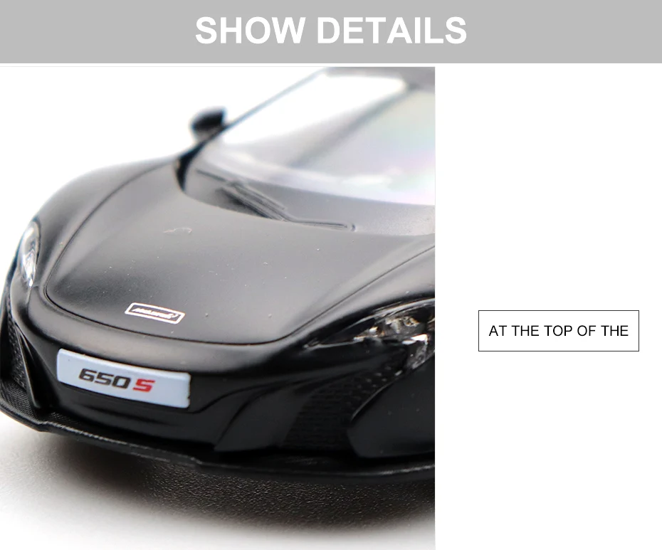 1/32 двери-открытый McLaren 650S автомобиль черный высокая имитация сплава литья под давлением модель автомобиля оттяните назад звук световая