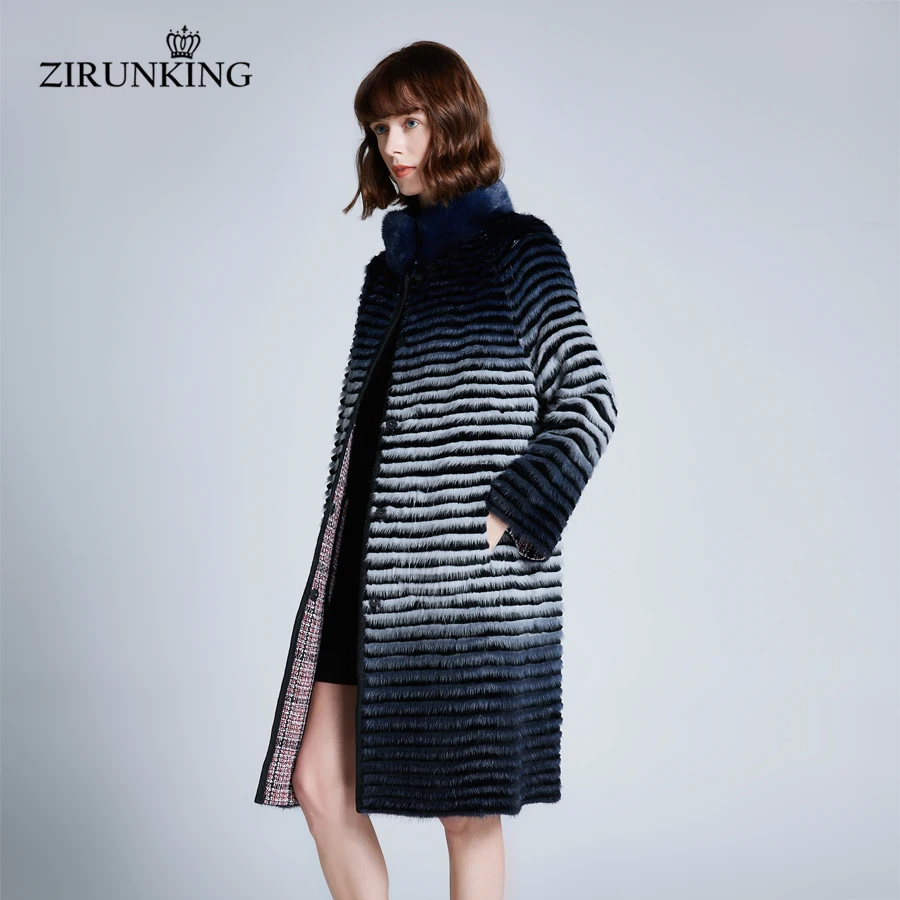 ZIRUNKING Новая женская шуба из натурального меха норки женское реверсивное женское меховое пальто шуба из норки с воротником-стойкой, верхняя одежда для зимы ZC1907