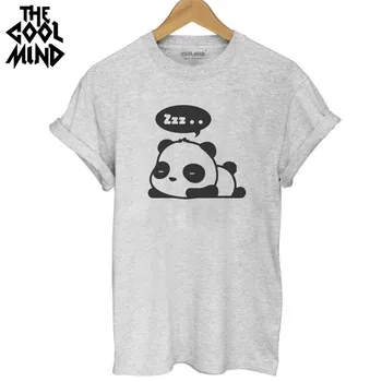 

COOLMIND PA0101B cotton summer o-neck panda print women T shirt casual short sleeve Tshirt women summer loose T-shirt female