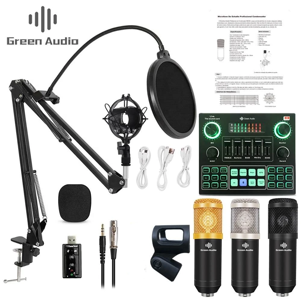 GAX V9 Live Broadcast Condenser Microphone bluetooth Mixer Audio Sound Card Recording K Song Game Computer PC Phone streaming