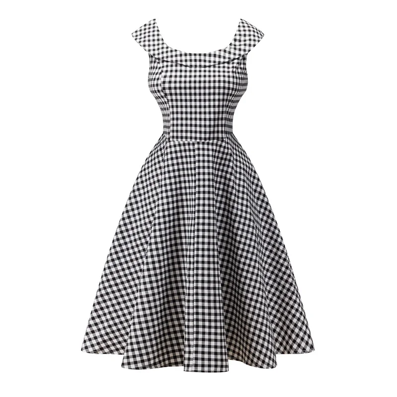 Kostlish A-Line Women Summer Dress Audrey Hepburn 50s 60s Floral Print Vintage Dress Women 2017 O-Neck Party Dresses Plus Size (105)