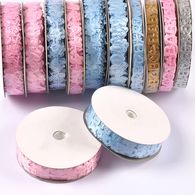 Ribbon Decoration Ribbon Supplies Sewing Ribbon 1-1.5cm Mix Pink/blue Ribbons For Crafts Embroidered Fabric Wrapping Gift Baby Party Decorations DIY Sewing Accessories