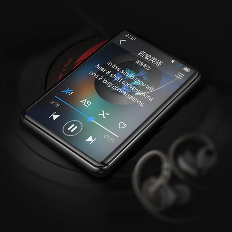BENJIE X5 Full Press Screen MP3 Player E-Book FM Radio HiFi Bluetooth Lossless 2.5 Inch Music Video Player with Speaker-16G