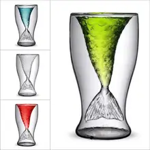 100 мл термостойкие для стакана для коктейля чашки модные двойные стенки Русалочка пиво, вино, виски стеклянная кофейная кружка чашка стеклянная посуда барный инструмент 30E