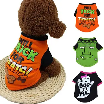 

Halloween Pet Dog Cat Puppy Cute Bone Printed Warm Short Sleeve Shirt Costume Clothes Decoration