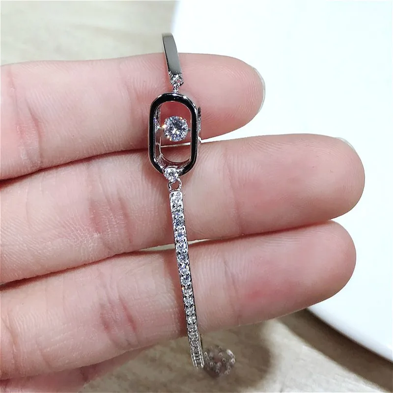 

Genuine 999 Sterling Silver Bangles Shakable Zircon Embrace Zirconia Ribbon Purely Silver Jewelry Openable Exquisite Bracelet