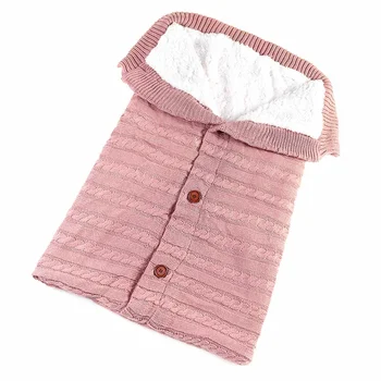 

Winter Baby Sleeping Bag Swaddle Toddler Blanket Newborn Baby Boy Girl Infant Button Cotton Thick Quilt Warm Wool Knit