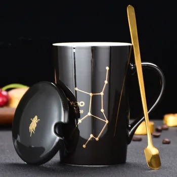 

Twelve constellation ceramic creative Western-style couple coffee cups, office home kitchen personal milk cup kettle set