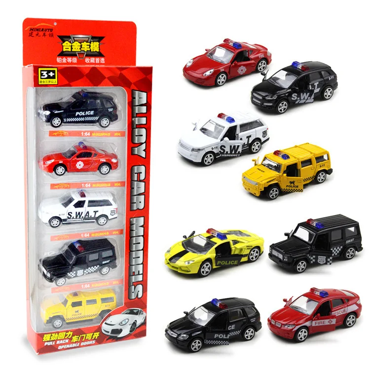 

Jianyuan Mini Version Model Alloy Police Car Model Packaged in the Shape of Bars Children Pocket Warrior Toy Car