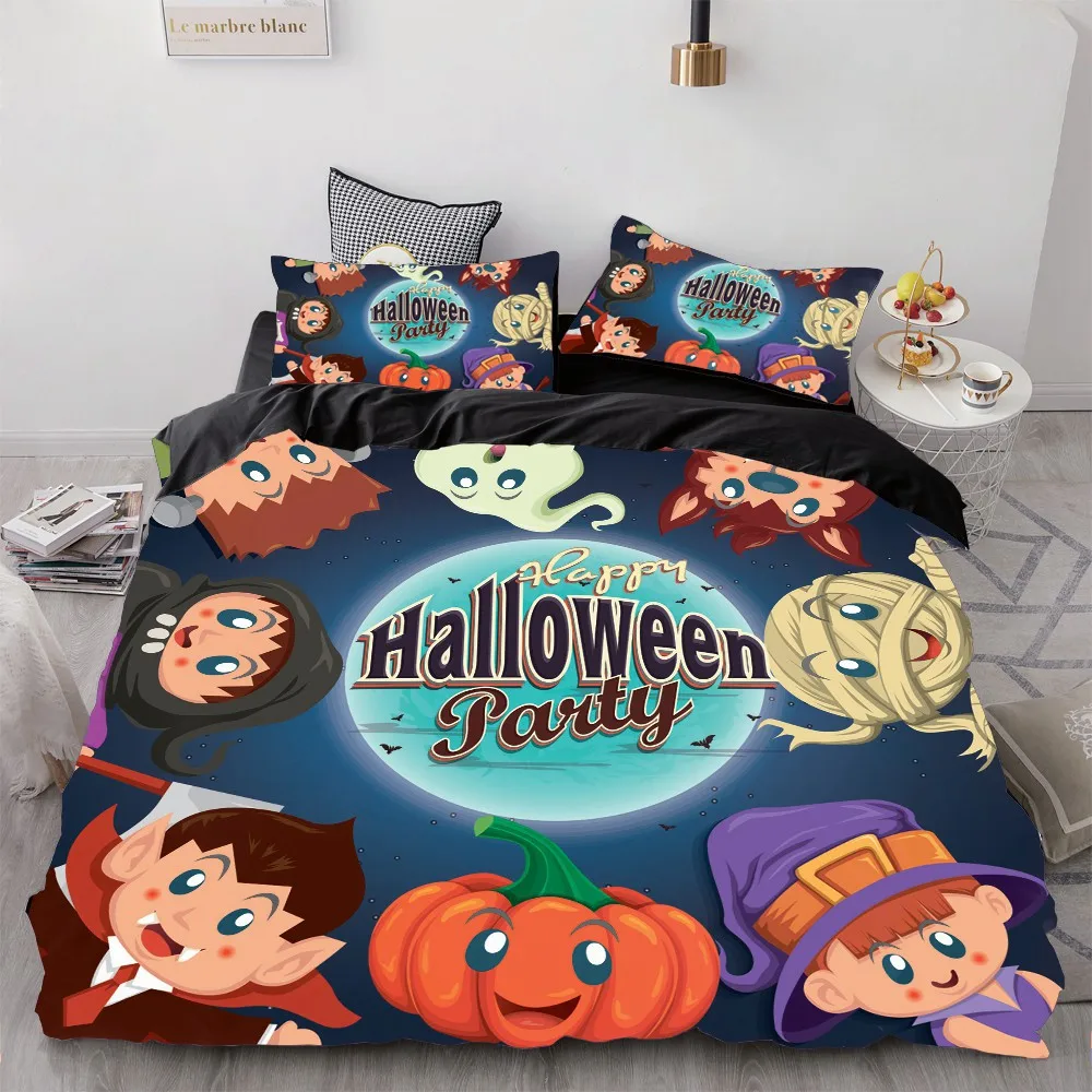 Halloween Bedding King/Queen,3D Cartoon Bedding set for Kids/baby/children Duvet Cover Set,Quilt/Blanket Cover Set pumpkin - Цвет: HW 907