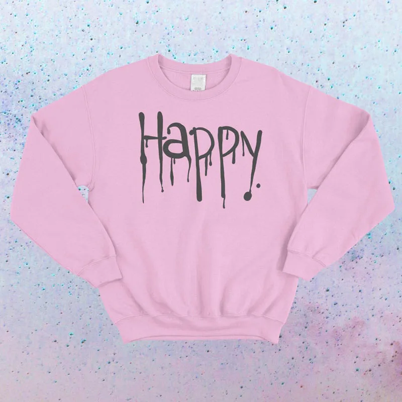 Толстовка ONSEME Goth Crewneck для женщин с надписью Happy Drippy Graffiti Creepy в готическом стиле, пастельные толстовки с капюшоном для женщин, большие размеры S-109