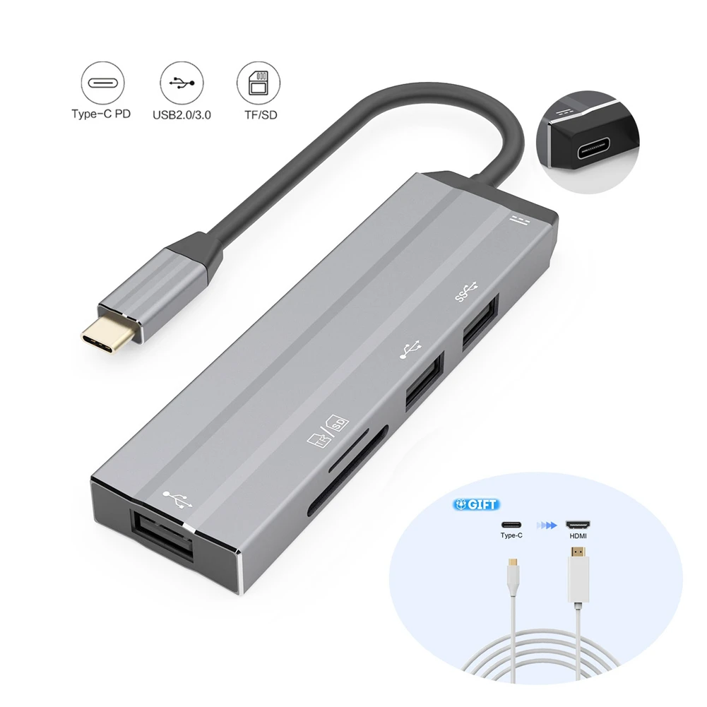 Usb-хаб USB C к HDMI USB 2,0 SD/TF кард-ридер адаптер для MacBook samsung Galaxy S9/Note 9 huawei P20 Pro type C USB 3,0 концентратор