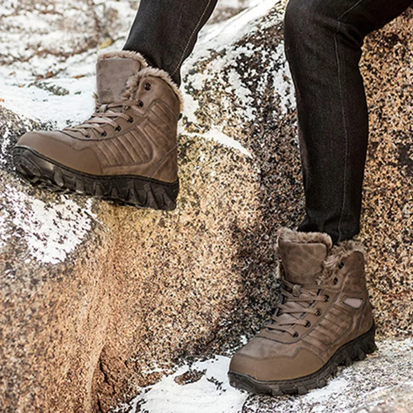 New Arrival Men PU Leather Sport Winter Boots Warm Shoes Thicken Soft Anti-slip for Outdoor