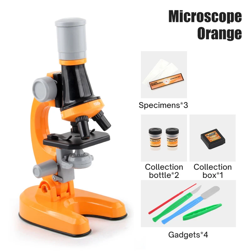 1200x 400x Toyvian Kids Microscope Toy Set Juguete Educativo de Ciencia biológica sin batería 100x Microscopio + 12 especímenes 