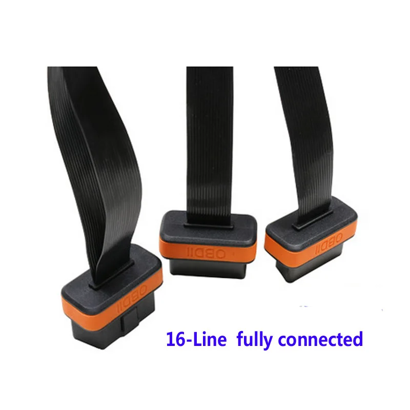 Оранжевый плоский+ тонкий как лапша OBDII OBD-II OBD 2 OBD2 16 Pin ELM327 Мужской Двойной Женский Y сплиттер локоть удлинитель