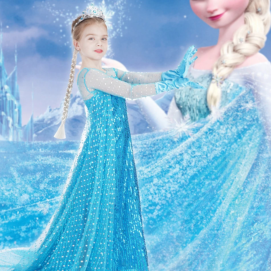 3 5 6 8 10 Years Girls Snow Queen 2 Elsa Dress Kids Cosplay Costume  Children Birthday Party Clothing Girls Princess Costume - AliExpress