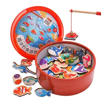 

Outdoor Magnetic Fishing Parent-child Interactive Toy Wooden Fish Bath Toys