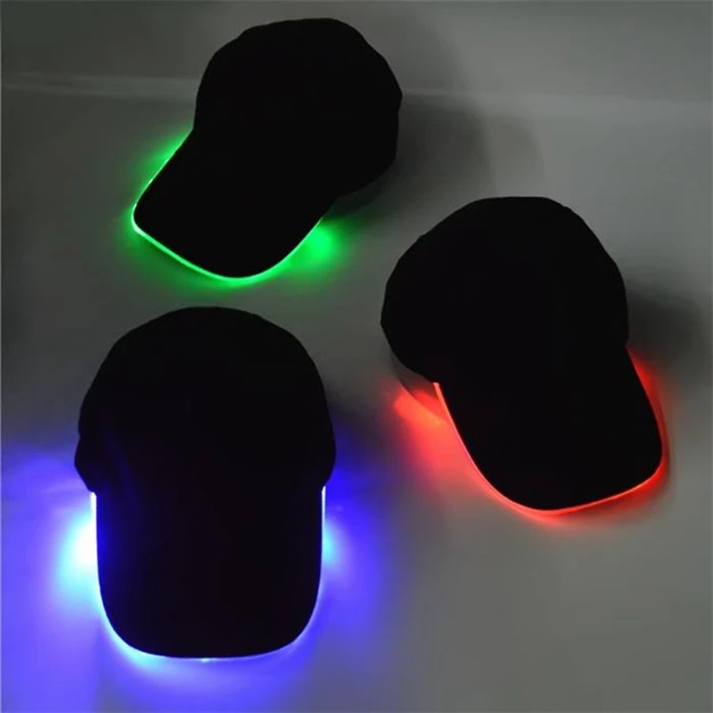 

LED Light Flash Dance Baseball Cap For Women Fashion LED Lighted Glow Club Party Black Cotton Travel Men Hat Baseball Cap