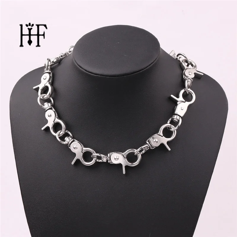 Diy брелок Чокеры ожерелье s Harajuku панк мужское женское ожерелье уличная цепочка Ожерелье Рок Хип-хоп короткое ожерелье унисекс ожерелье - Окраска металла: XL1992
