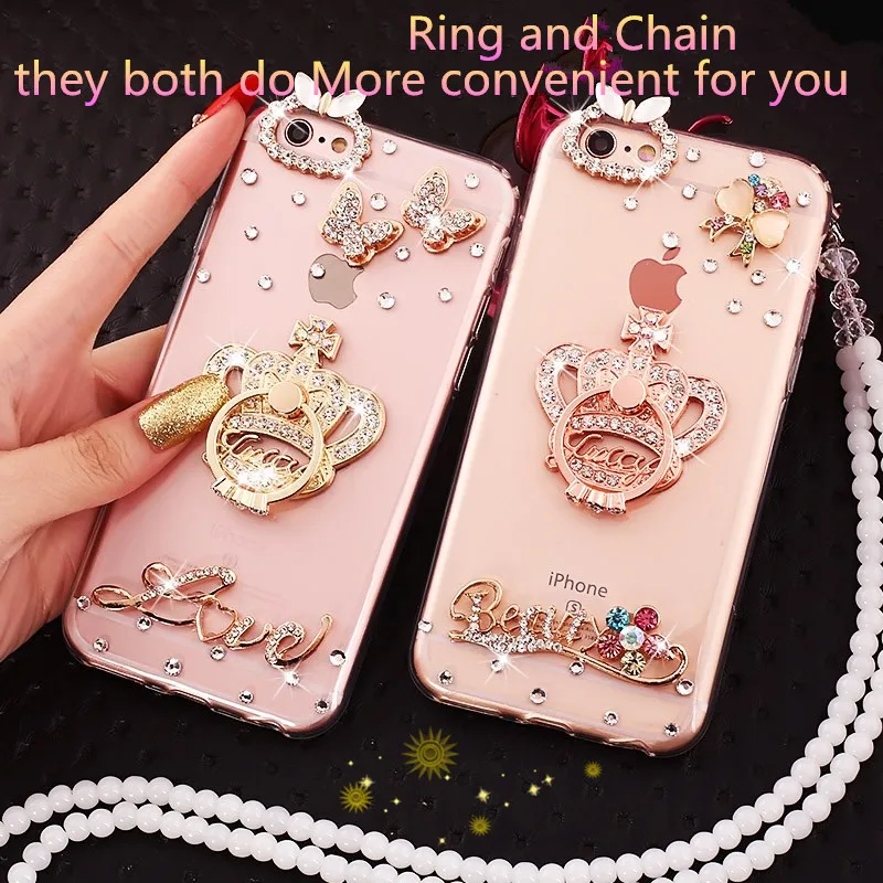 

Andme Luxury Rhinestone Diamond Case For Iphone 6plus Redmi note5 Origianl Soft Transparent TPU Phone Case With Diamond Insert