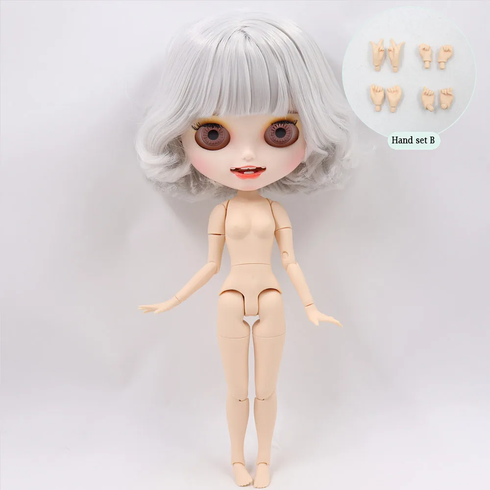 Ледяной обнаженный Blyth кукла No. BL1003 серые волосы резные губы открытый рот матовая индивидуальные лица сустава тела 1/6 bjd - Цвет: like the picture
