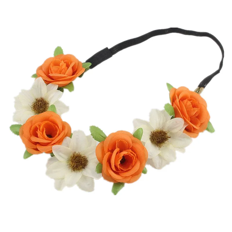 Rose flower headband small fresh photo accessories Bohemian seaside holiday wreath headdress