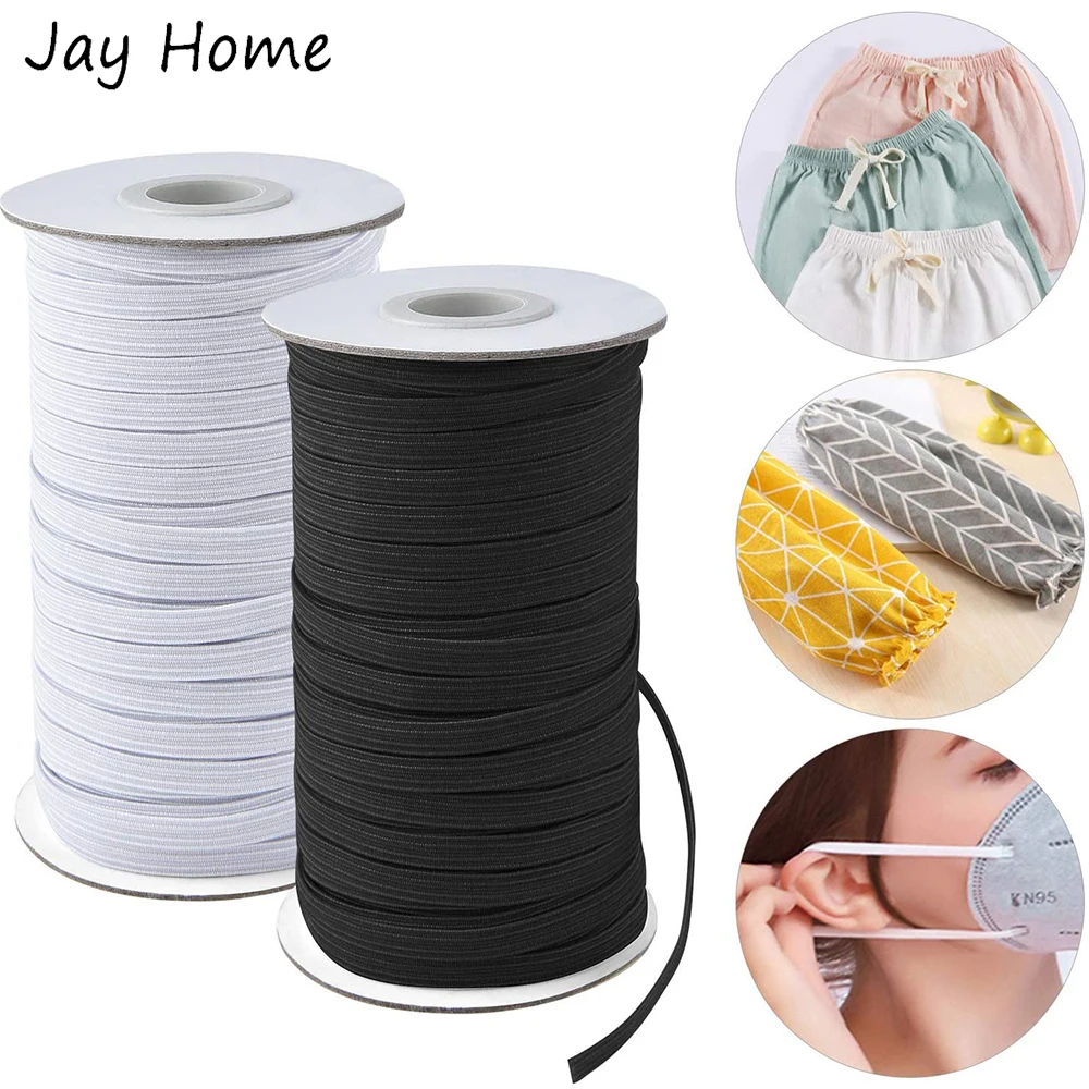 30 Yards 1/4 Inch Elastic Band String for Sewing Masks - White Cord Elastic  Rope Heavy Stretch High Elasticity Knit Braided Elastic for Sewing Crafts