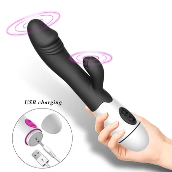 30 Speed Rabbit Vibrator Female Clitoral Stimulation Rechargable Realistic Dildo G Spot Vibrator Magic Wand Adult Women Sex Toys 1